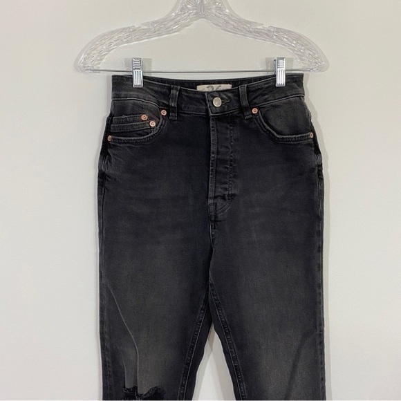 Free People 26 Zuri‎ Black High Rise Distressed Mom Jeans - Picture 3 of 13